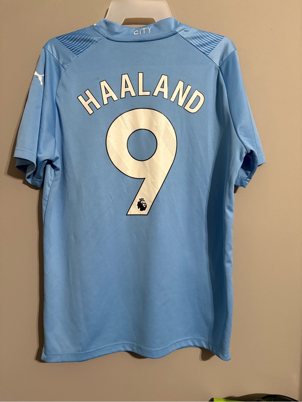 Puma Light Blue and White Soccer Jersey